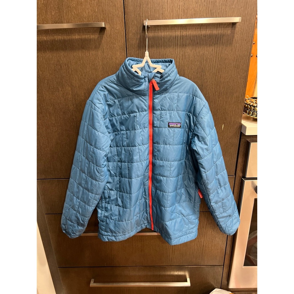 Patagonia Kids' Nano Puff Brick Quilt Jacket in a light blue boys‎ 12 new